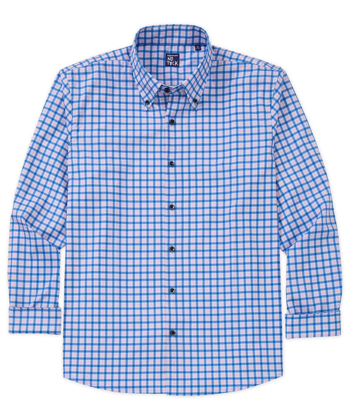 Westport No-Tuck Long Sleeve Button Down Collar Stretch Performance Plaid Sport Shirt, Men's Big & Tall