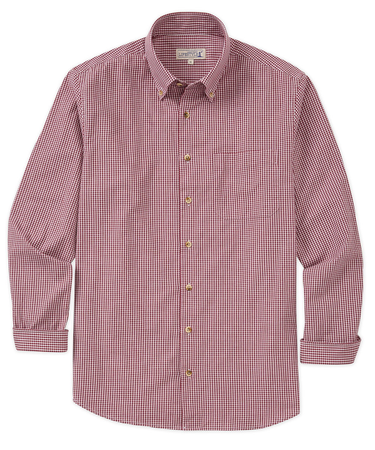 Westport Lifestyle Long Sleeve Button Down Collar Gingham Sport Shirt, Men's Big & Tall