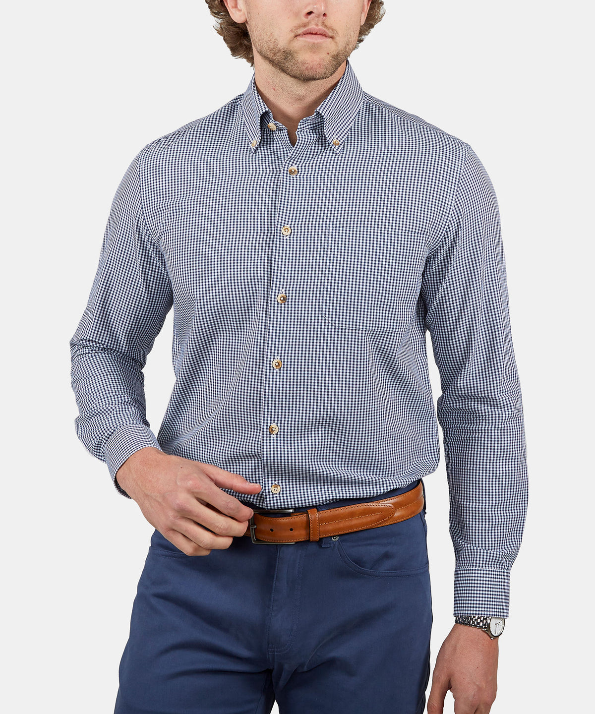 Westport Lifestyle Long Sleeve Button Down Collar Gingham Sport Shirt, Men's Big & Tall