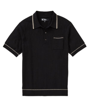 Westport Black Short Sleeve Amici Ribbed Knit Polo Shirt