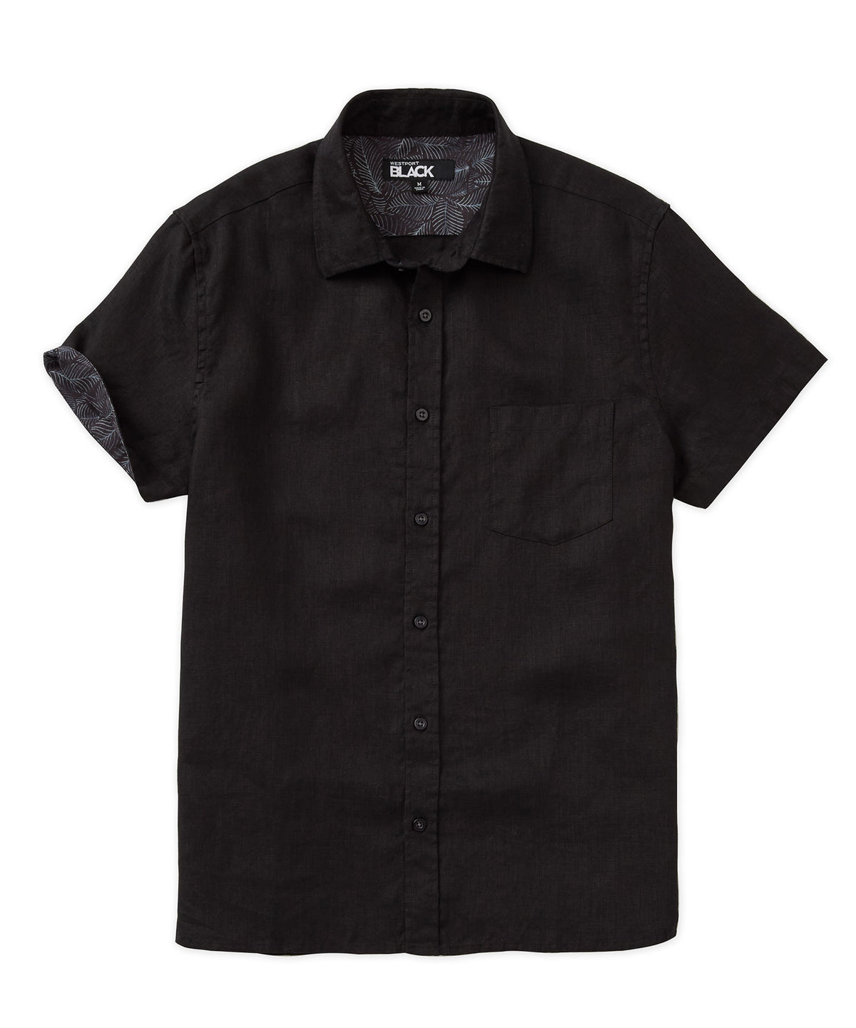 Westport Black Short Sleeve Southport Linen Shirt, Men's Big & Tall