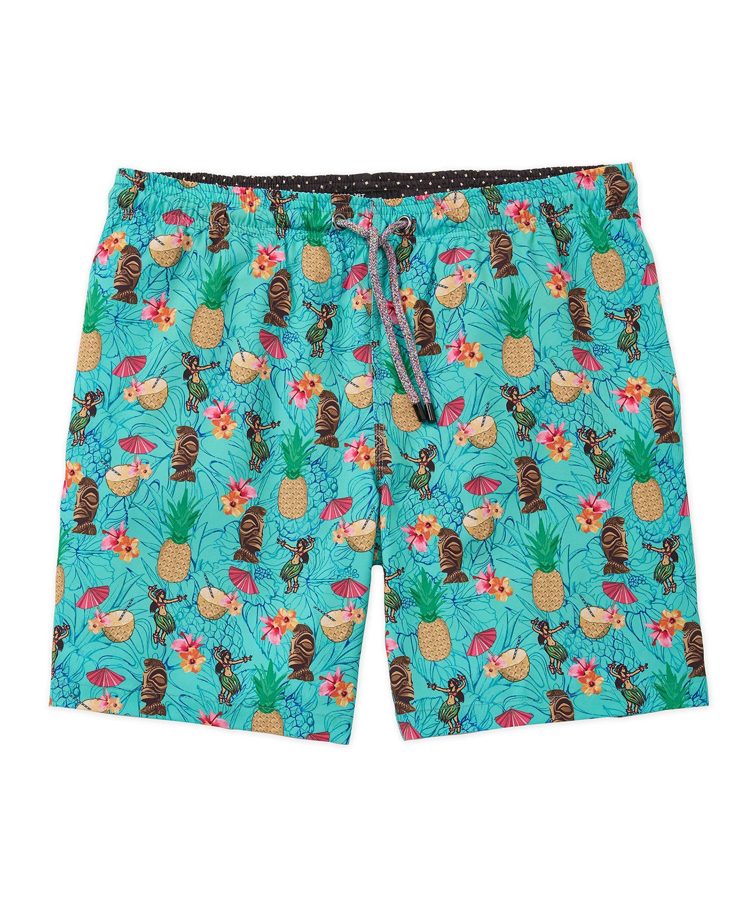 Westport Black Hula Print Swim Trunk