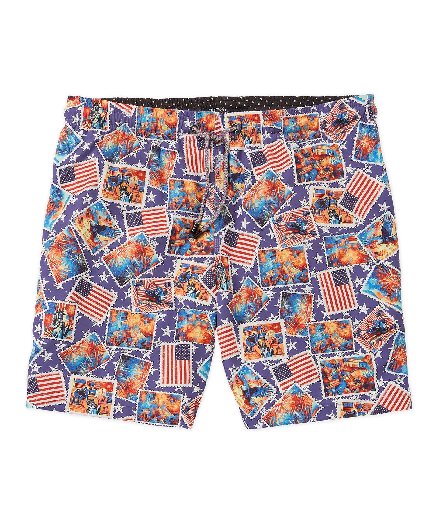 Westport Black Americana Print Swim Trunk