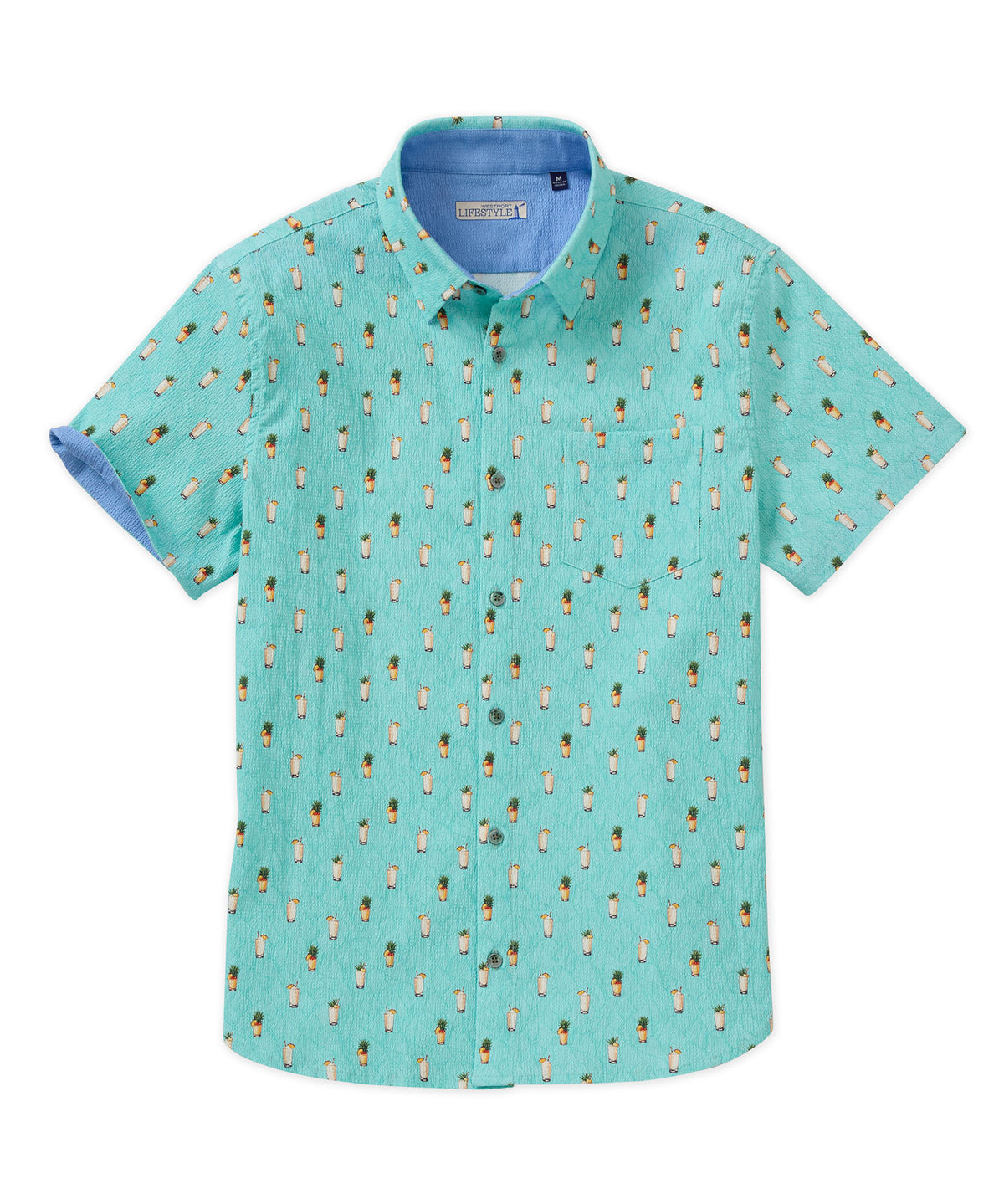 Westport Lifestyle Short Sleeve Seersucker Print Sport Shirts, Men's Big & Tall