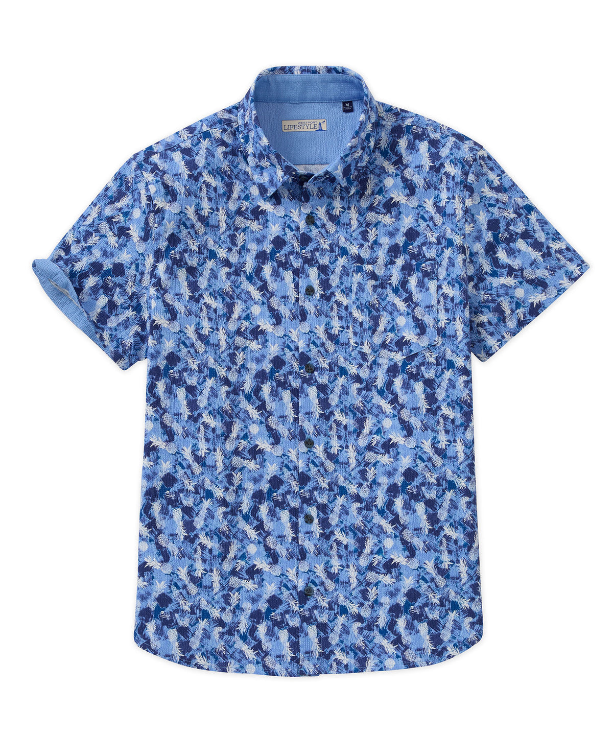 Westport Lifestyle Short Sleeve Seersucker Print Sport Shirts, Men's Big & Tall