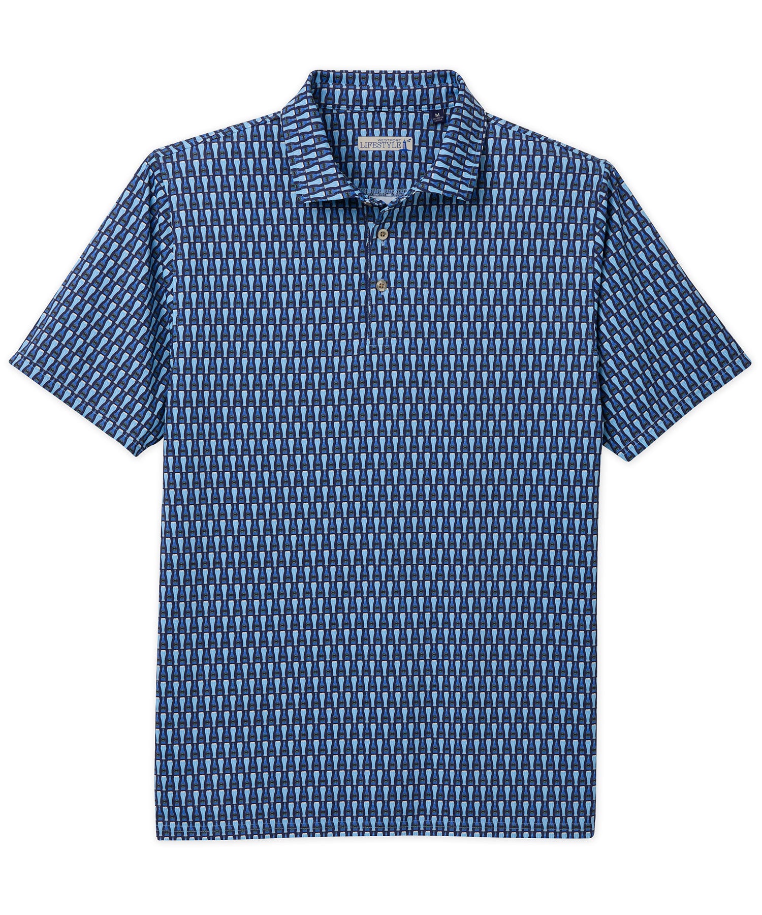 Westport Lifestyle Short Sleeve Performance 'Pint' Print Polo Knit Shirt