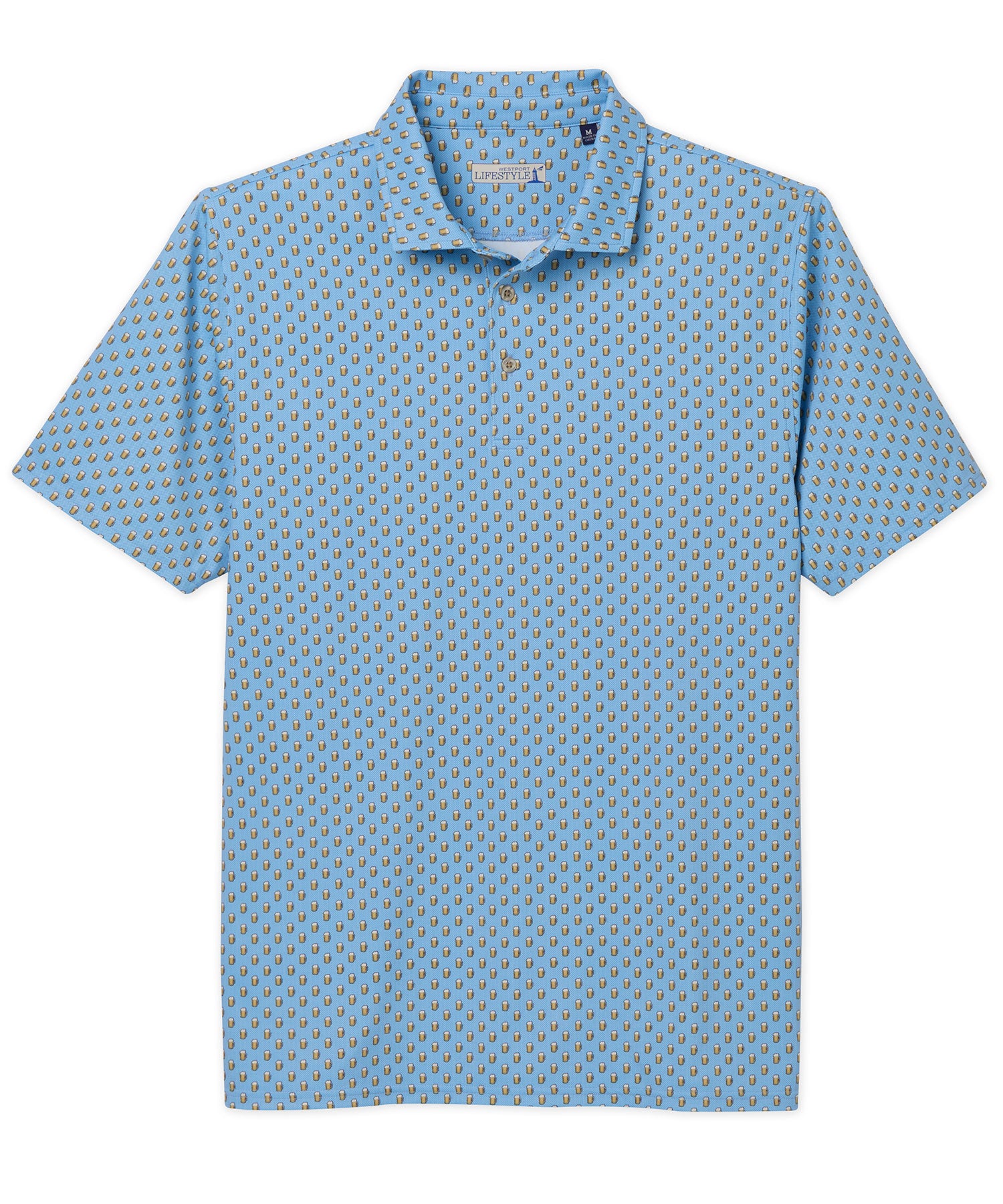 Westport Lifestyle Short Sleeve Performance 'Beer' Print Polo Knit Shirt