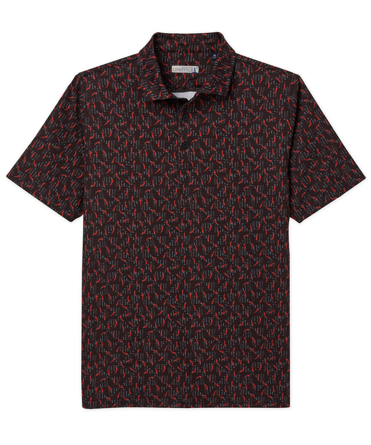 Westport Lifestyle Short Sleeve Performance 'Chilis' Print Polo Knit Shirt, Men's Big & Tall