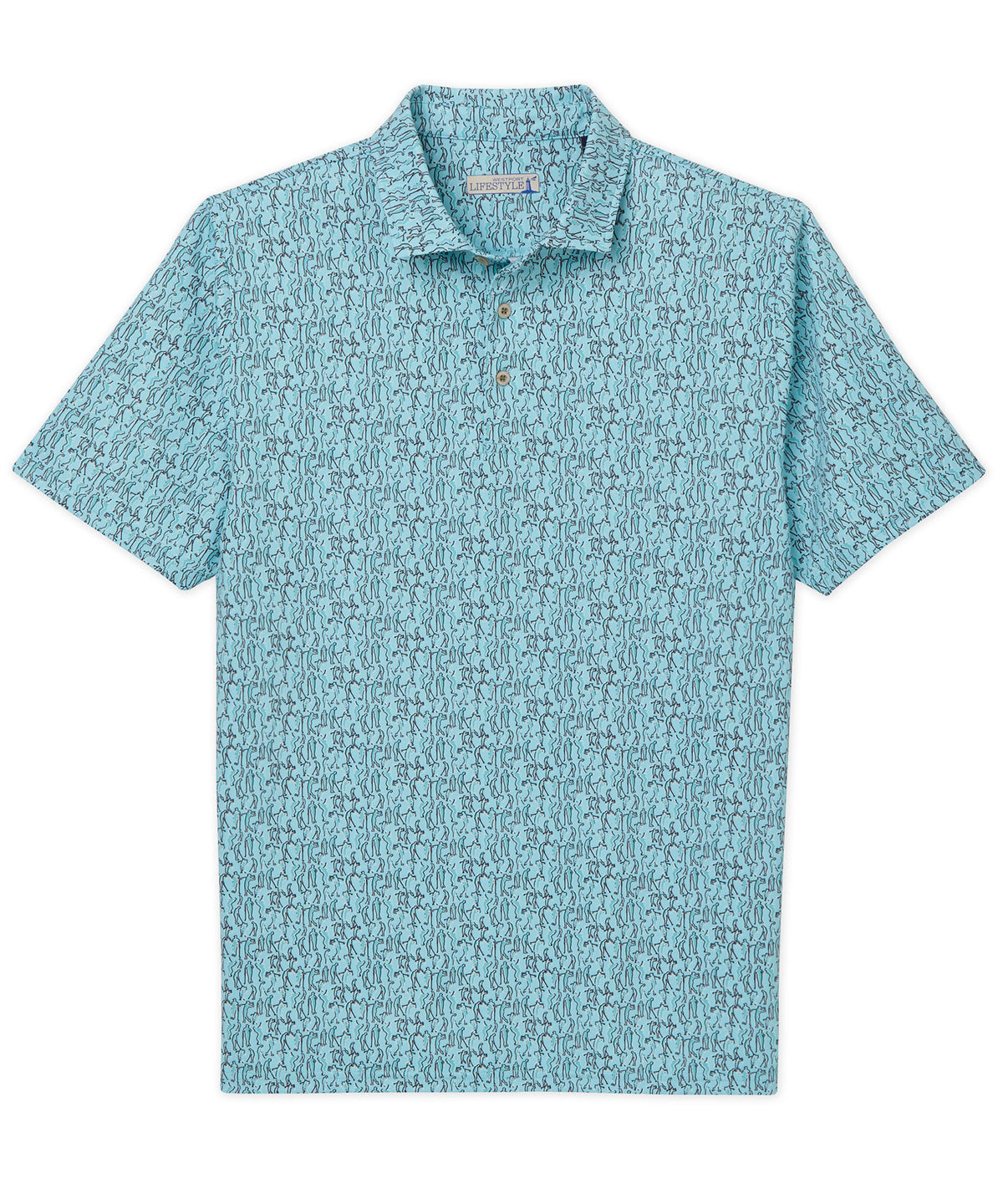 Westport Lifestyle Short Sleeve Performance 'Golfer' Print Polo Knit Shirt, Men's Big & Tall