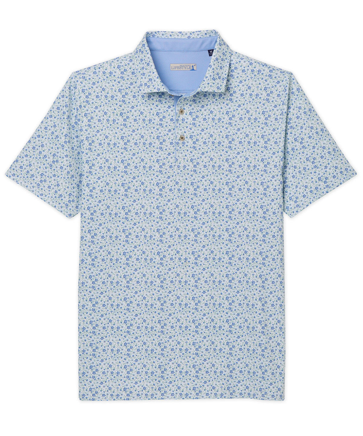 Westport Lifestyle Short Sleeve Performance 'Flowers' Print Polo Knit Shirt, Men's Big & Tall