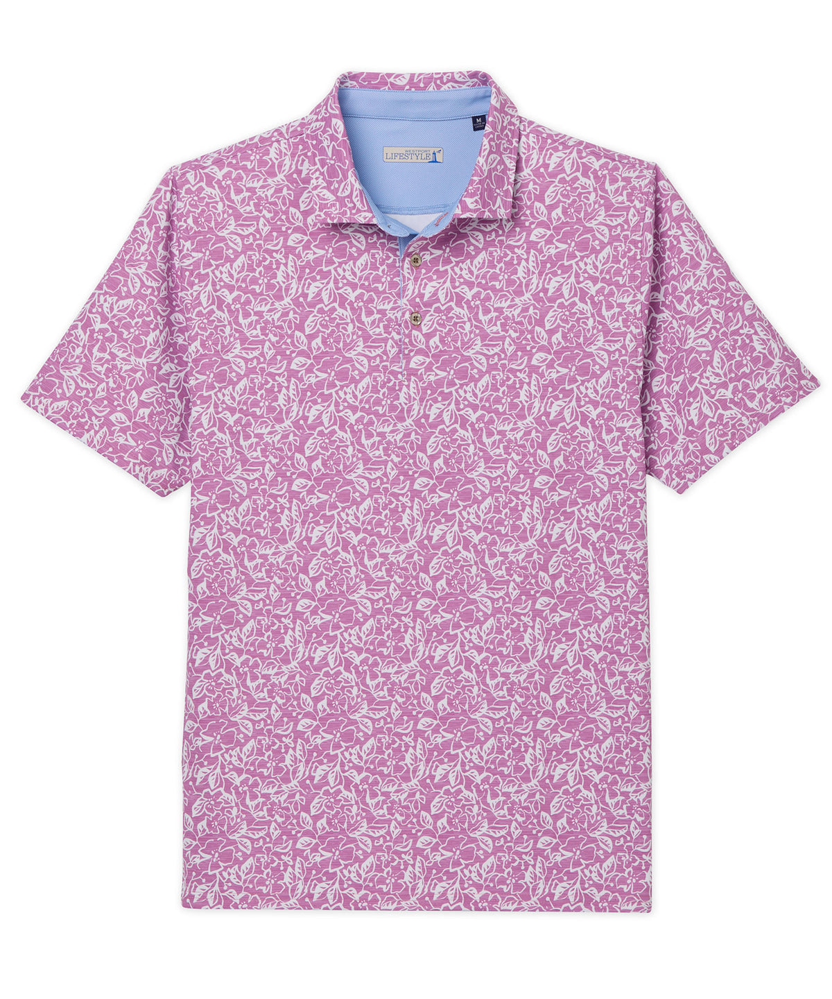 Westport Lifestyle Short Sleeve Performance' Orchids' Print Polo Knit Shirt, Men's Big & Tall