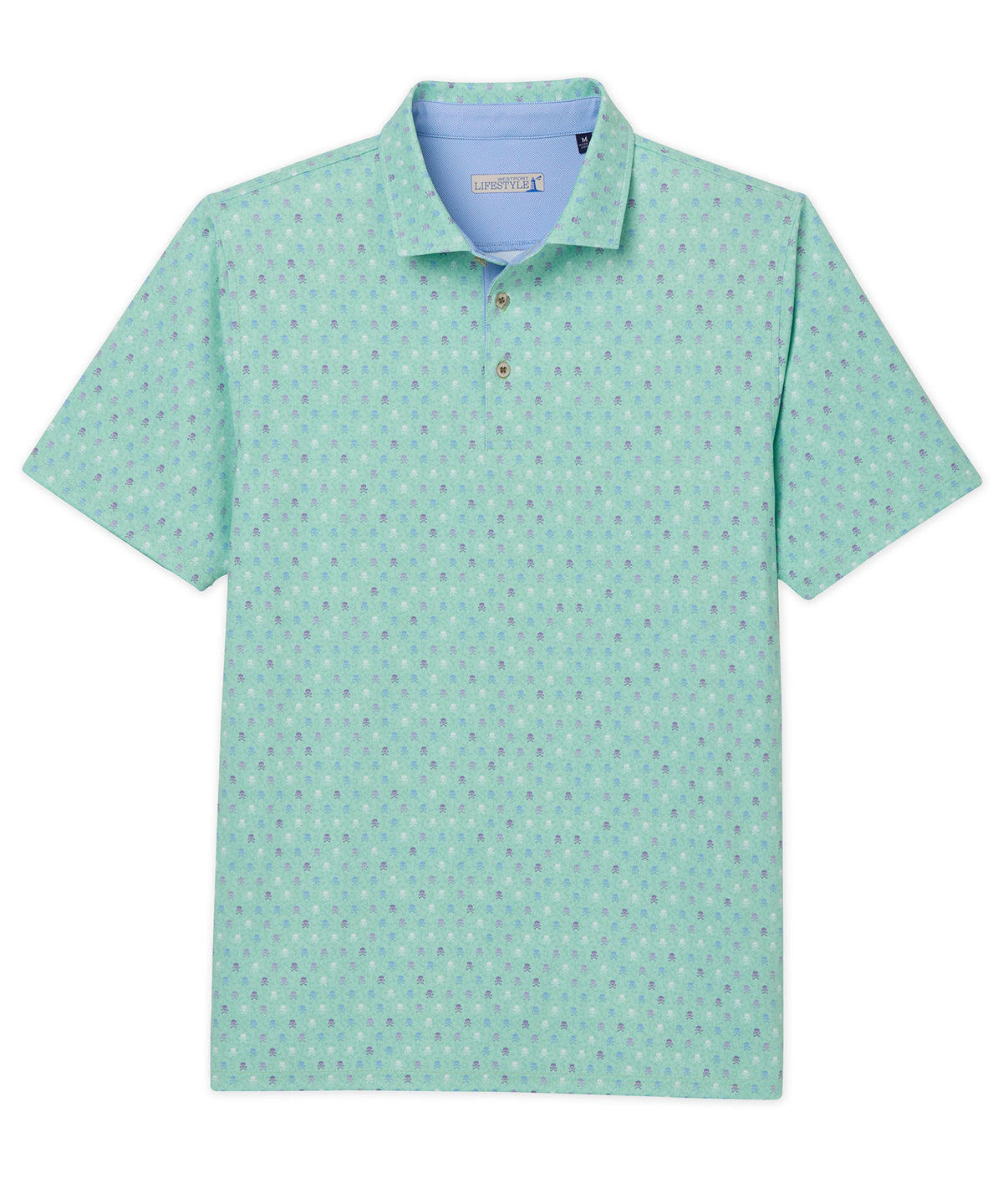 Westport Lifestyle Short Sleeve Performance 'Skulls' Print Polo Knit Shirt, Men's Big & Tall