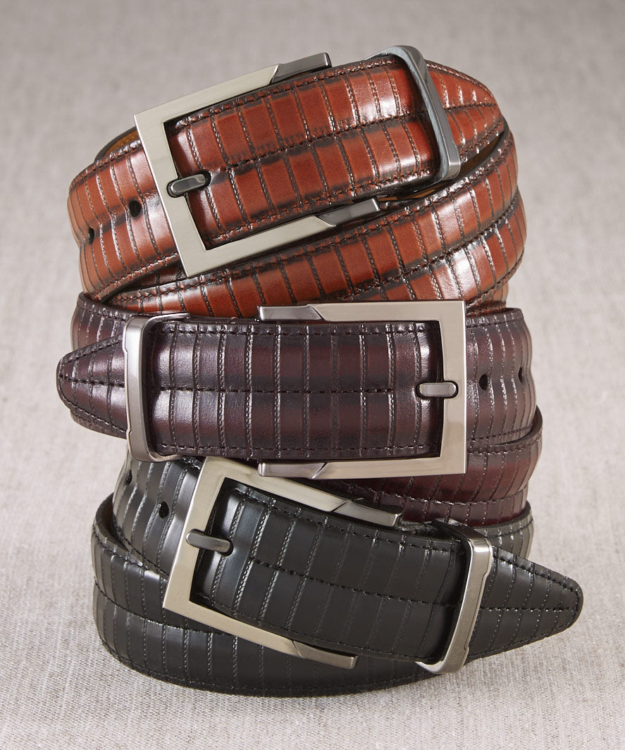 Hand-Burnished Italian Calfskin Belt, Men's Big & Tall