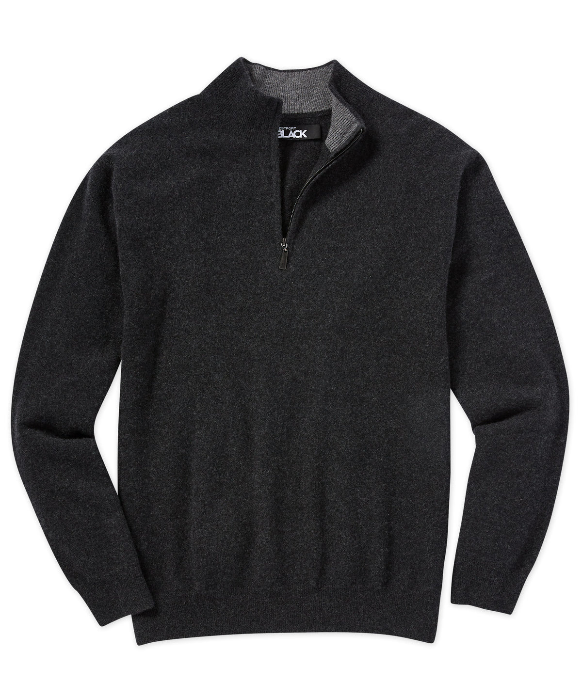 Westport Black Cashmere Quarter-Zip Sweater, Men's Big & Tall