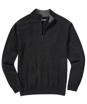 Westport Black Cashmere Quarter-Zip Sweater