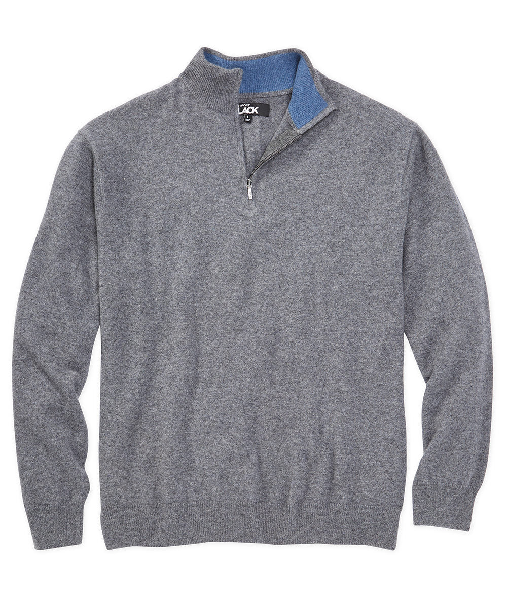 Westport Black Cashmere Quarter-Zip Sweater, Men's Big & Tall