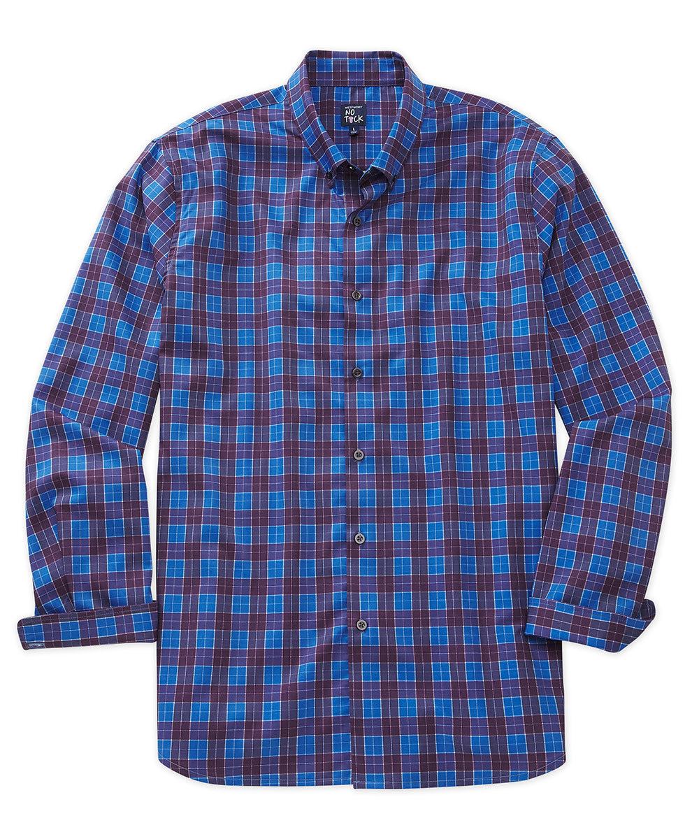 Westport No-Tuck Long-Sleeve Performance Stretch Plaid Sport Shirt, Men's Big & Tall