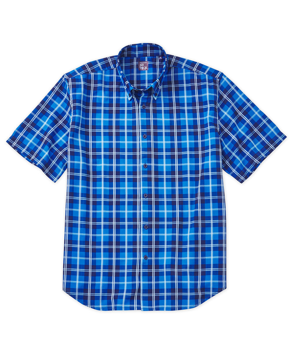 Westport No-Tuck Short Sleeve Performance Stretch Plaid Sport Shirt, Men's Big & Tall