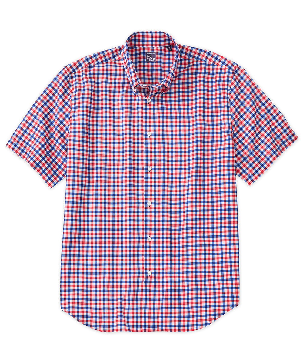 Westport No-Tuck Short Sleeve Performance Stretch Gingham Sport Shirt, Men's Big & Tall