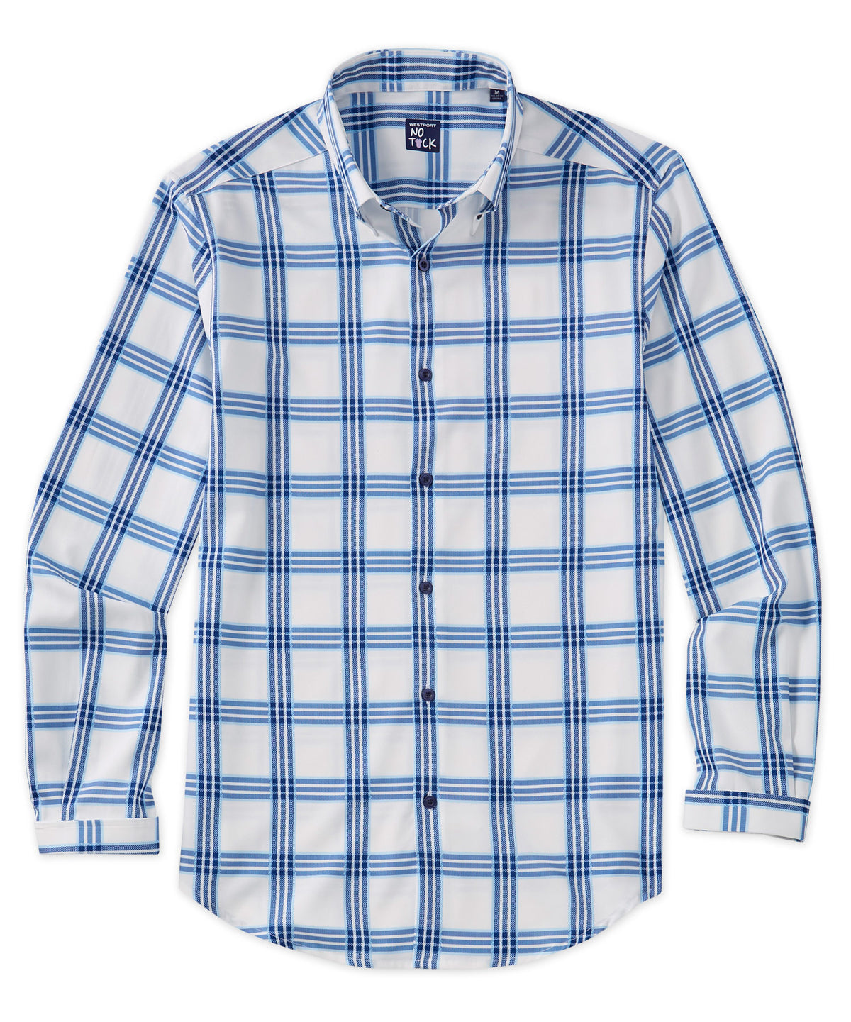 Westport No-Tuck Long-Sleeve Performance Stretch Plaid Sport Shirt, Men's Big & Tall