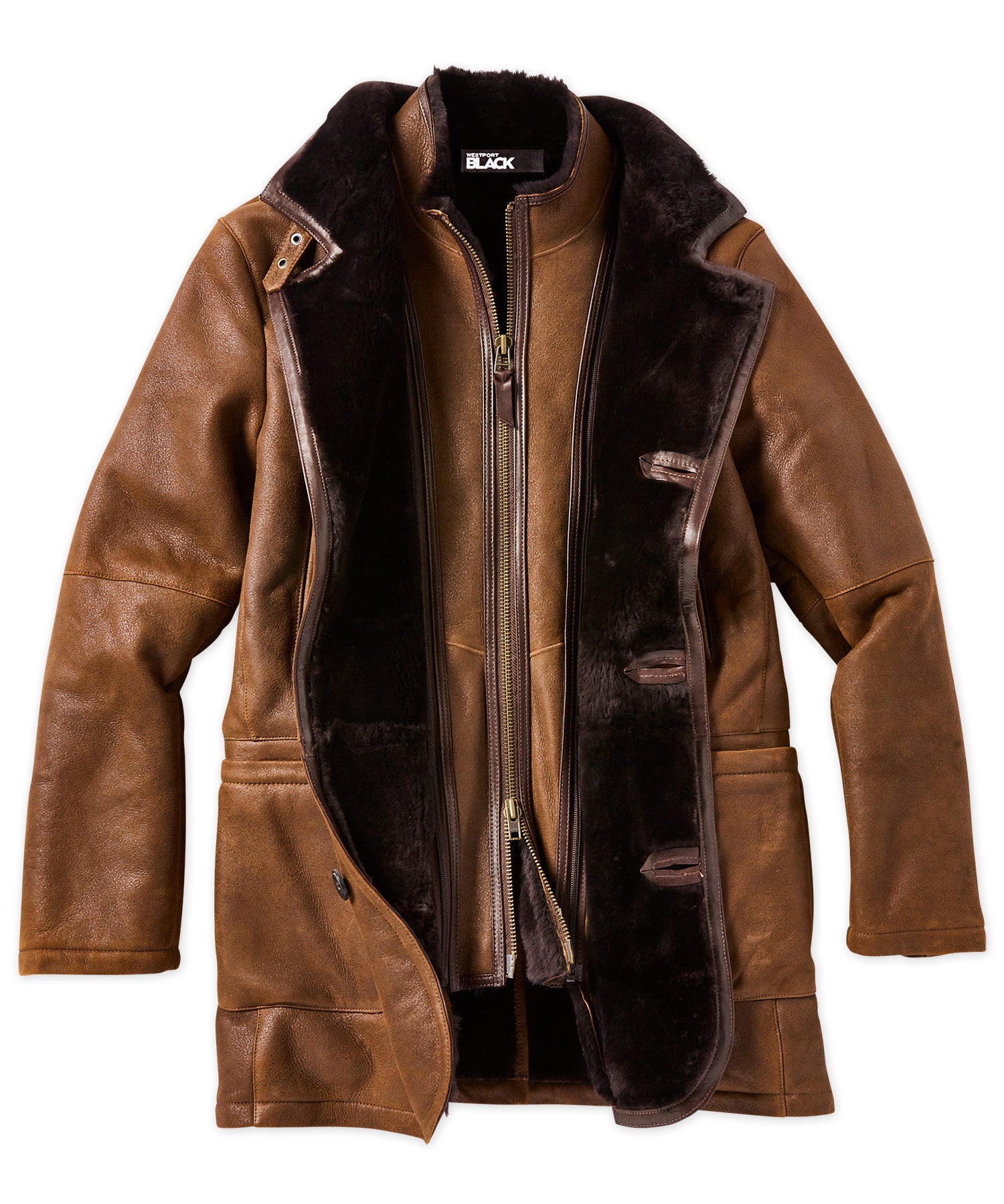 Westport Black Shearling Coat, Men's Big & Tall