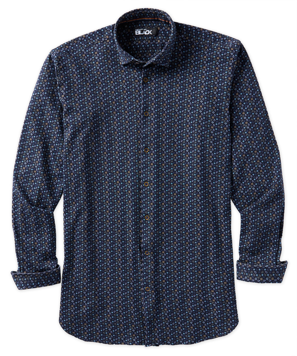 Westport Black Long Sleeve Print Sport Shirt, Men's Big & Tall