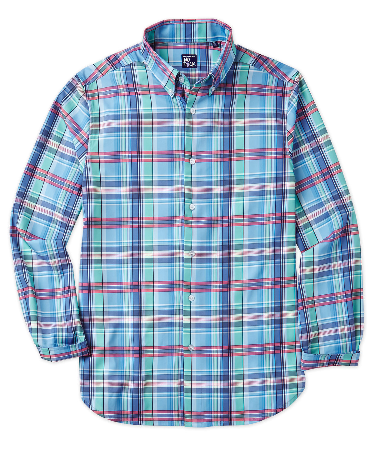 Westport No-Tuck Long Sleeve Multi Plaid Performance Stretch Sport Shirt, Men's Big & Tall