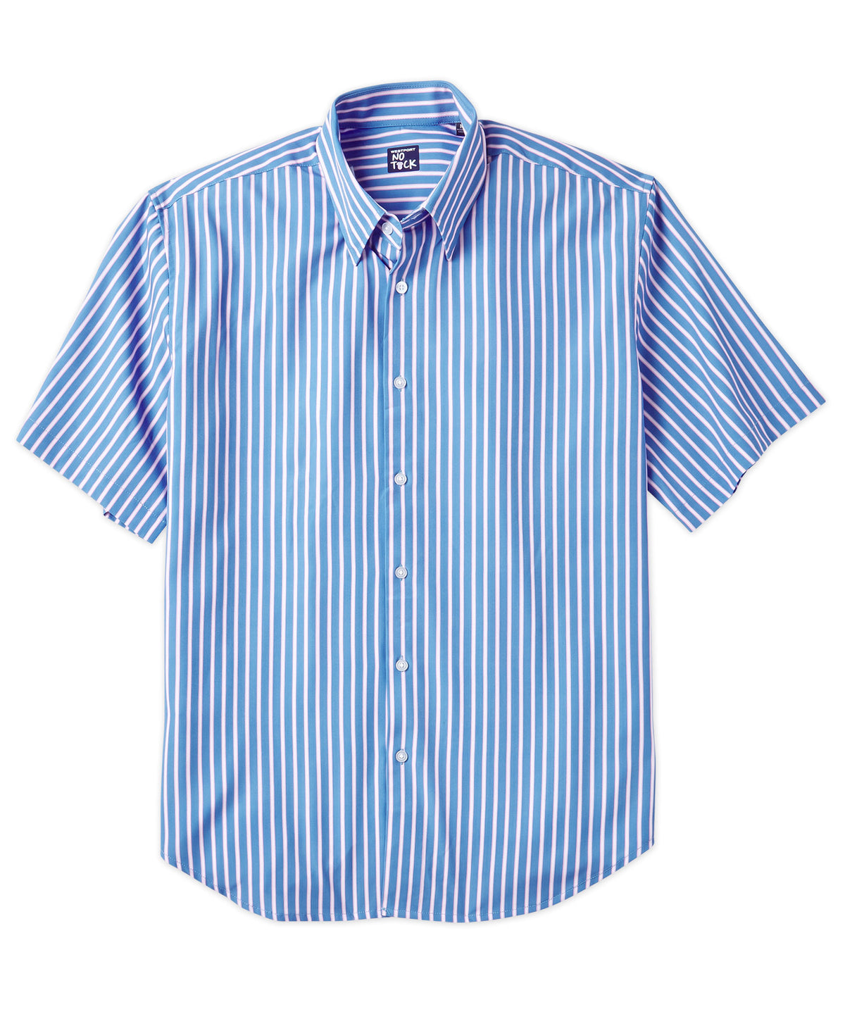 Westport No-Tuck Short Sleeve Stripes Performance Stretch Sport Shirt, Men's Big & Tall