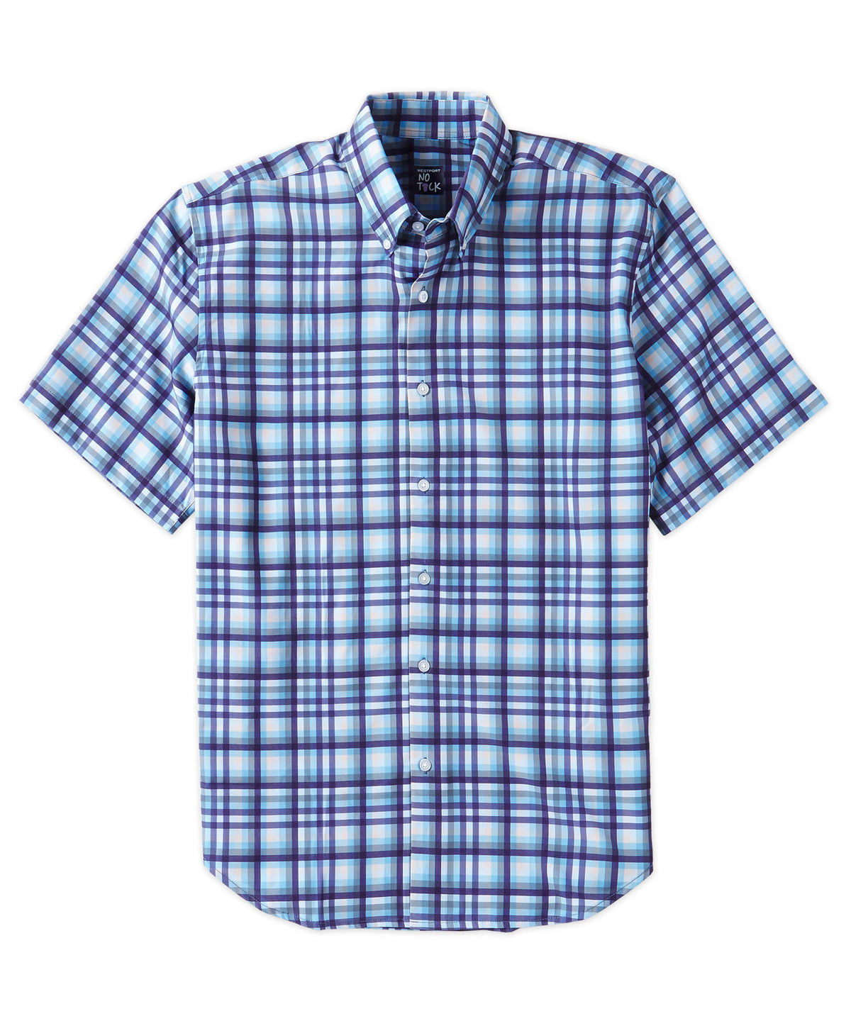 Westport No-Tuck Short Sleeve Windowpane Performance Stretch Sport Shirt, Men's Big & Tall