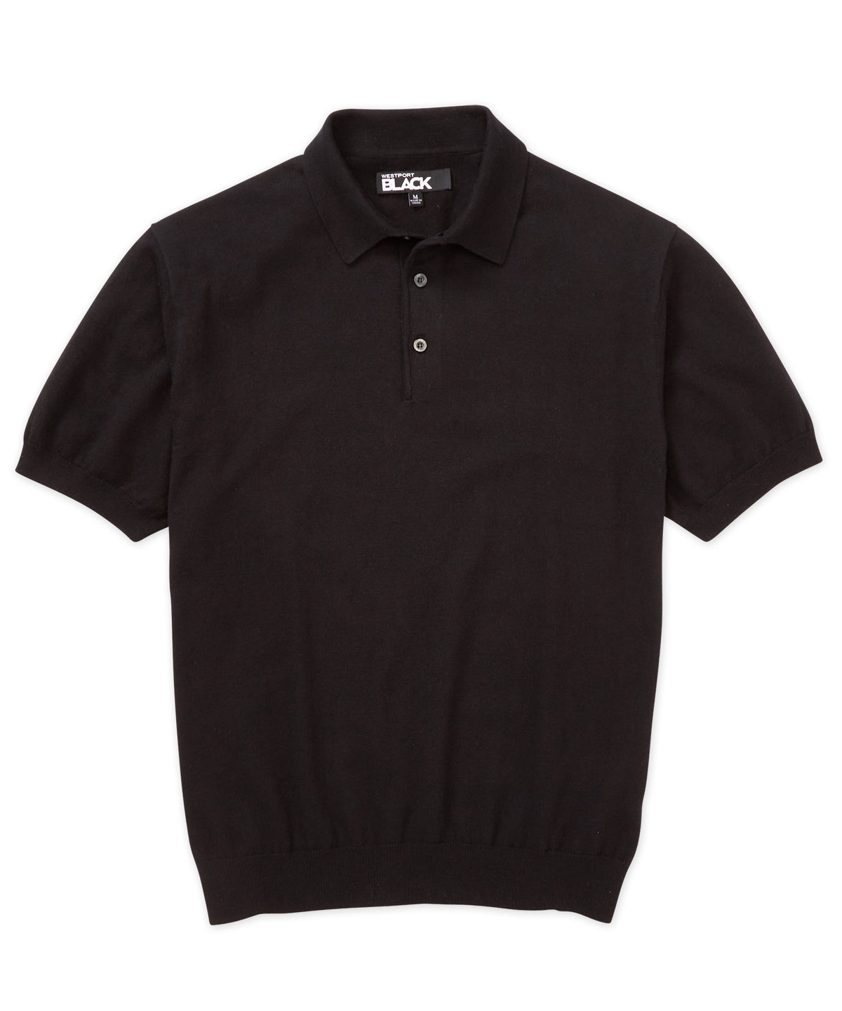 Westport Black Short Sleeve Sweater Knit Polo, Men's Big & Tall